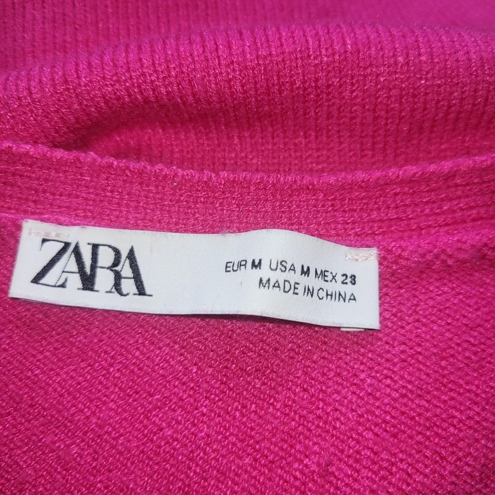 Zara Magenta Pink V-neck Knit Sweater Bodysuit Size M - Picture 6 of 6